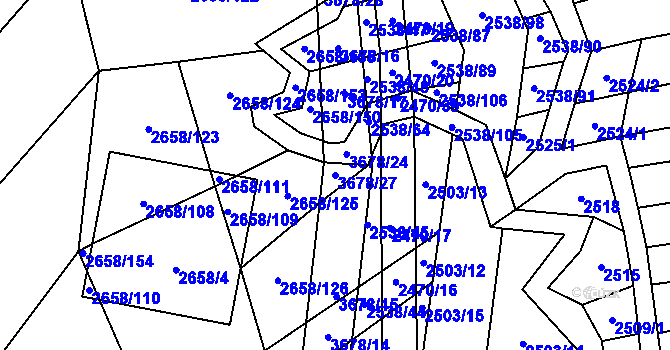 Parcela st. 3678/27 v KÚ Drnovice u Valašských Klobouk, Katastrální mapa
