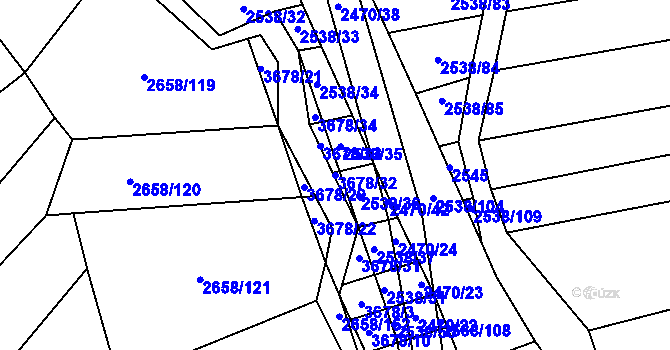 Parcela st. 3678/32 v KÚ Drnovice u Valašských Klobouk, Katastrální mapa