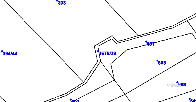 Parcela st. 3678/39 v KÚ Drnovice u Valašských Klobouk, Katastrální mapa