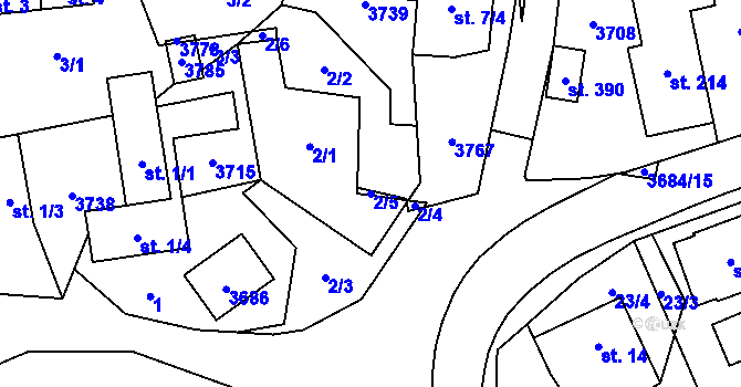 Parcela st. 2/5 v KÚ Drnovice u Valašských Klobouk, Katastrální mapa