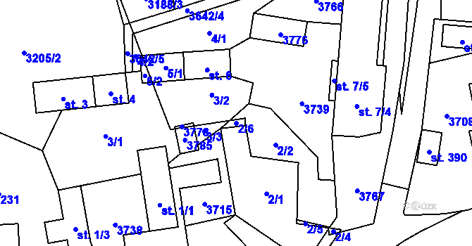 Parcela st. 2/6 v KÚ Drnovice u Valašských Klobouk, Katastrální mapa