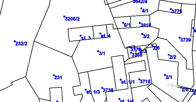 Parcela st. 3/1 v KÚ Drnovice u Valašských Klobouk, Katastrální mapa