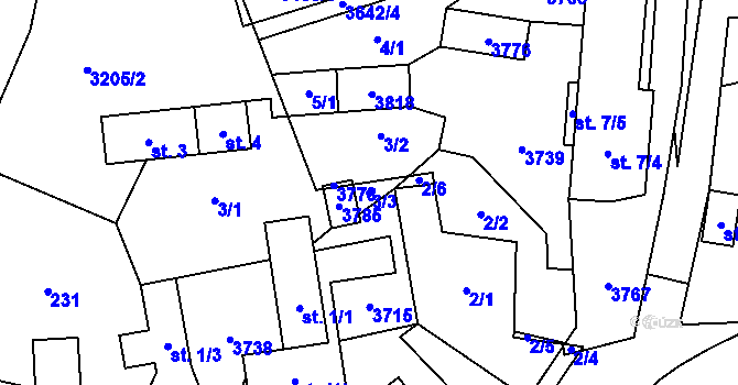 Parcela st. 3/3 v KÚ Drnovice u Valašských Klobouk, Katastrální mapa