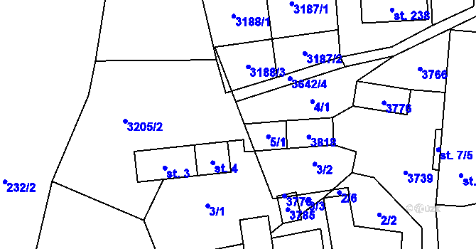 Parcela st. 4/2 v KÚ Drnovice u Valašských Klobouk, Katastrální mapa