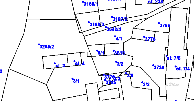 Parcela st. 5/1 v KÚ Drnovice u Valašských Klobouk, Katastrální mapa