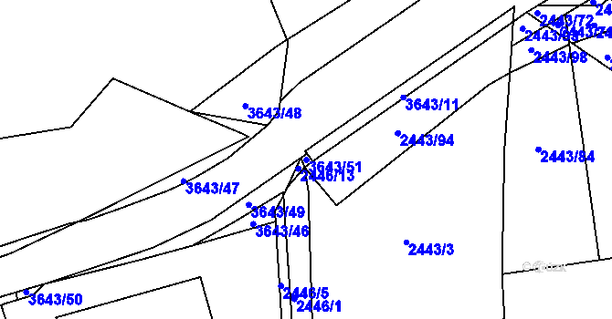 Parcela st. 3643/51 v KÚ Drnovice u Valašských Klobouk, Katastrální mapa