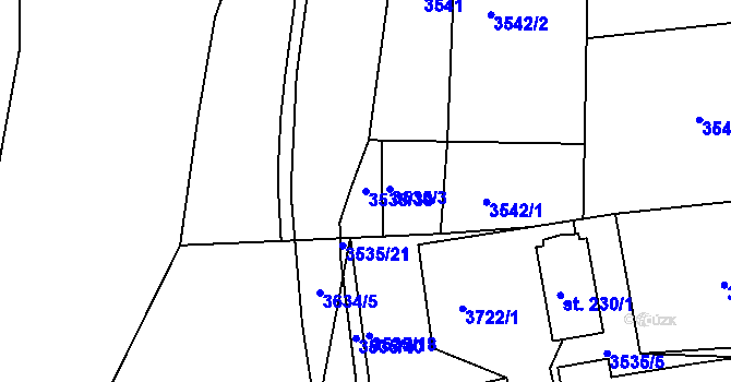 Parcela st. 3535/39 v KÚ Drnovice u Valašských Klobouk, Katastrální mapa