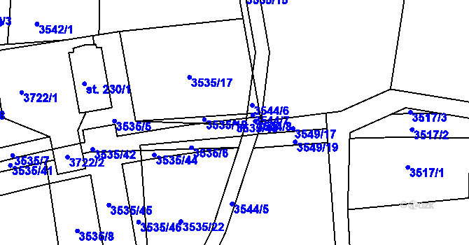 Parcela st. 3535/43 v KÚ Drnovice u Valašských Klobouk, Katastrální mapa