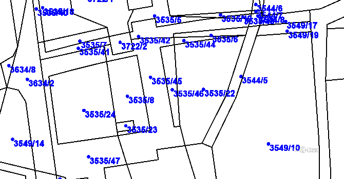 Parcela st. 3535/46 v KÚ Drnovice u Valašských Klobouk, Katastrální mapa