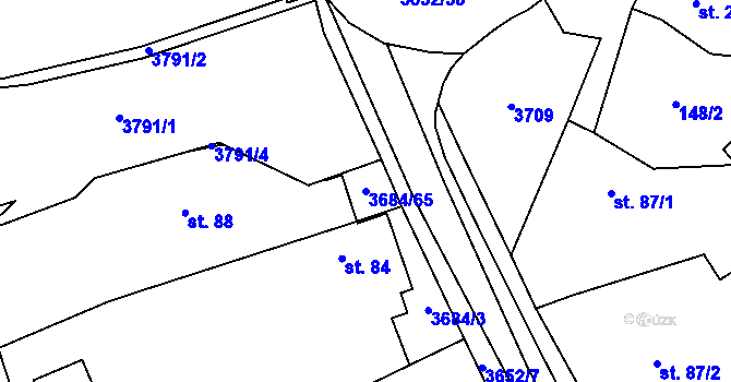 Parcela st. 3684/65 v KÚ Drnovice u Valašských Klobouk, Katastrální mapa