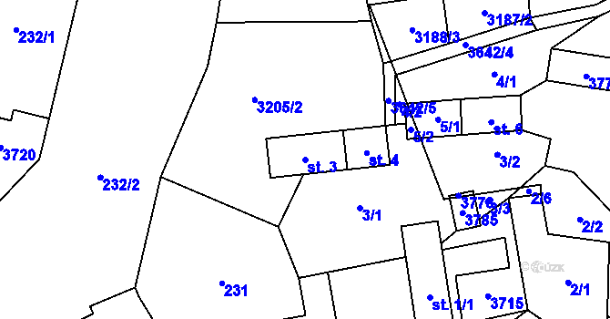 Parcela st. 3 v KÚ Drnovice u Valašských Klobouk, Katastrální mapa