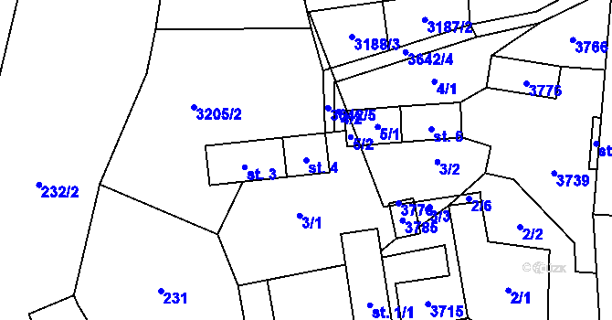 Parcela st. 4 v KÚ Drnovice u Valašských Klobouk, Katastrální mapa
