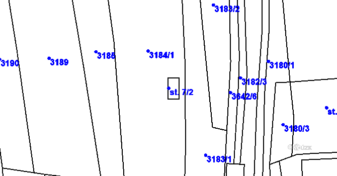 Parcela st. 7/2 v KÚ Drnovice u Valašských Klobouk, Katastrální mapa