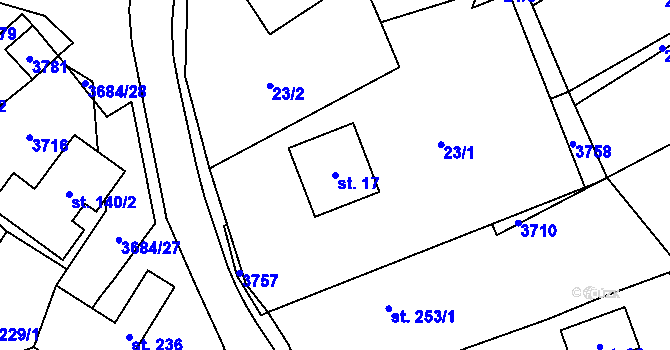 Parcela st. 17 v KÚ Drnovice u Valašských Klobouk, Katastrální mapa