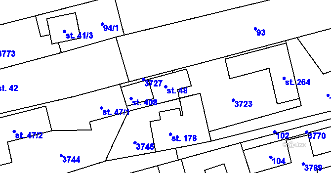 Parcela st. 48 v KÚ Drnovice u Valašských Klobouk, Katastrální mapa