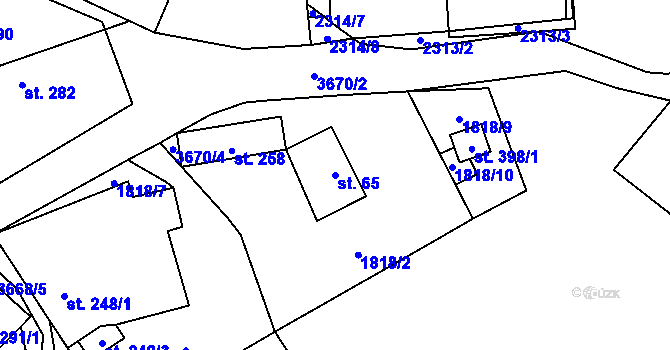 Parcela st. 65 v KÚ Drnovice u Valašských Klobouk, Katastrální mapa