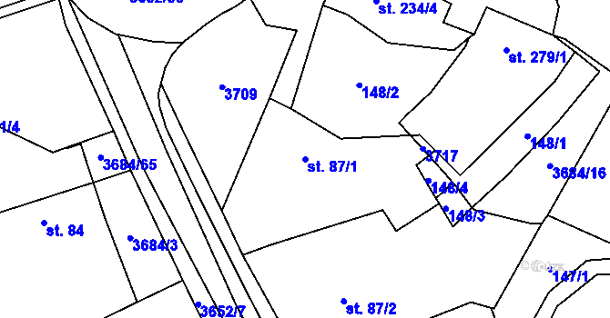 Parcela st. 87/1 v KÚ Drnovice u Valašských Klobouk, Katastrální mapa