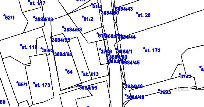 Parcela st. 114 v KÚ Drnovice u Valašských Klobouk, Katastrální mapa