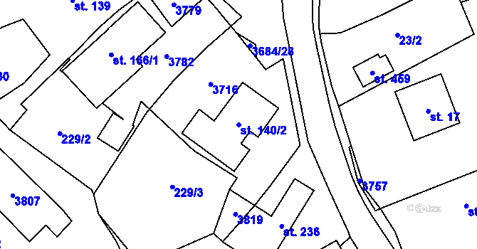 Parcela st. 140/2 v KÚ Drnovice u Valašských Klobouk, Katastrální mapa