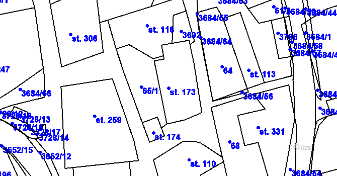 Parcela st. 173 v KÚ Drnovice u Valašských Klobouk, Katastrální mapa
