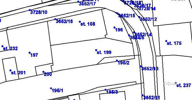Parcela st. 199 v KÚ Drnovice u Valašských Klobouk, Katastrální mapa