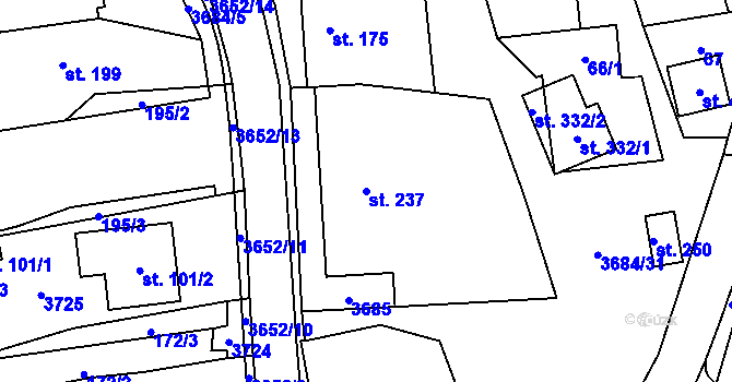 Parcela st. 237 v KÚ Drnovice u Valašských Klobouk, Katastrální mapa