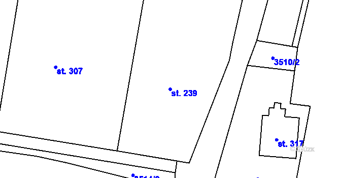 Parcela st. 239 v KÚ Drnovice u Valašských Klobouk, Katastrální mapa