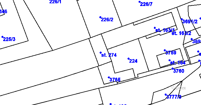 Parcela st. 274 v KÚ Drnovice u Valašských Klobouk, Katastrální mapa