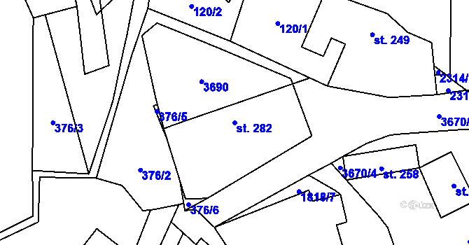 Parcela st. 282 v KÚ Drnovice u Valašských Klobouk, Katastrální mapa