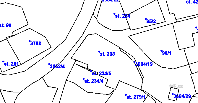 Parcela st. 308 v KÚ Drnovice u Valašských Klobouk, Katastrální mapa