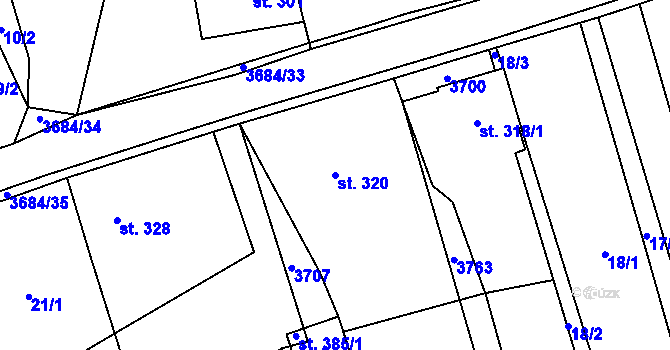 Parcela st. 320 v KÚ Drnovice u Valašských Klobouk, Katastrální mapa