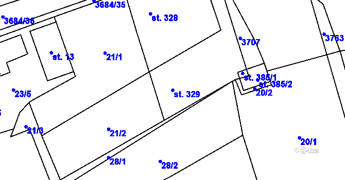 Parcela st. 329 v KÚ Drnovice u Valašských Klobouk, Katastrální mapa