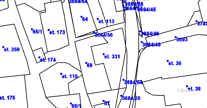 Parcela st. 331 v KÚ Drnovice u Valašských Klobouk, Katastrální mapa