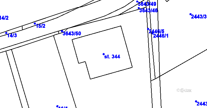 Parcela st. 344 v KÚ Drnovice u Valašských Klobouk, Katastrální mapa