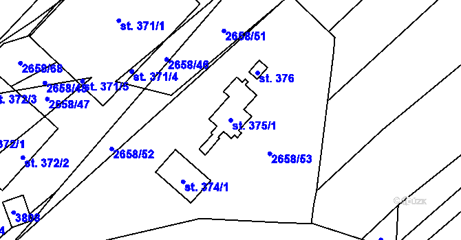 Parcela st. 375/1 v KÚ Drnovice u Valašských Klobouk, Katastrální mapa