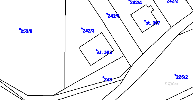 Parcela st. 383 v KÚ Drnovice u Valašských Klobouk, Katastrální mapa