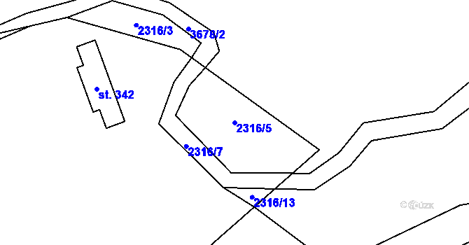 Parcela st. 2316/5 v KÚ Drnovice u Valašských Klobouk, Katastrální mapa