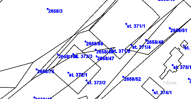 Parcela st. 2658/48 v KÚ Drnovice u Valašských Klobouk, Katastrální mapa