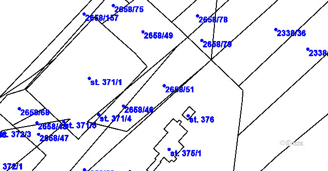 Parcela st. 2658/51 v KÚ Drnovice u Valašských Klobouk, Katastrální mapa