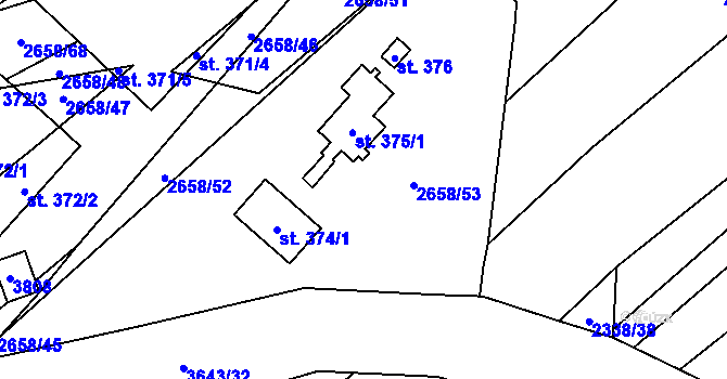 Parcela st. 2658/54 v KÚ Drnovice u Valašských Klobouk, Katastrální mapa