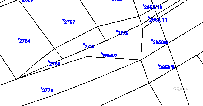 Parcela st. 2950/2 v KÚ Drnovice u Valašských Klobouk, Katastrální mapa