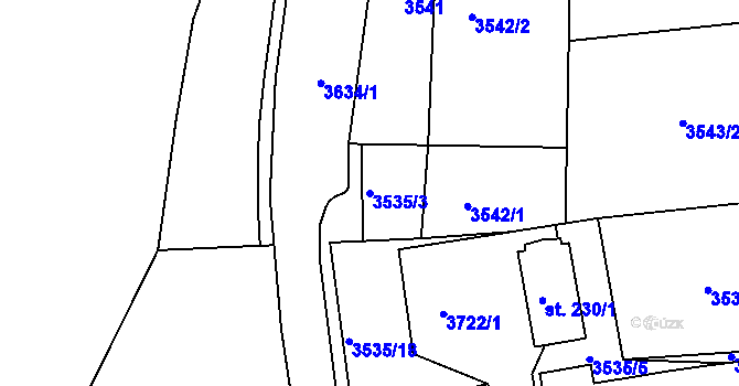 Parcela st. 3535/3 v KÚ Drnovice u Valašských Klobouk, Katastrální mapa