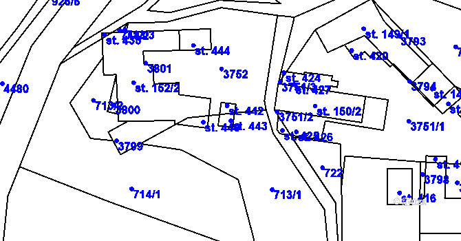 Parcela st. 443 v KÚ Drnovice u Valašských Klobouk, Katastrální mapa