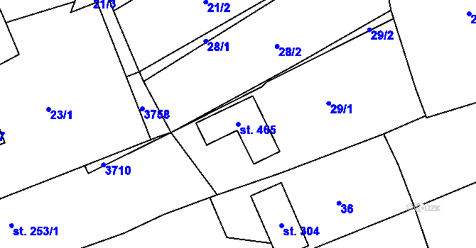 Parcela st. 465 v KÚ Drnovice u Valašských Klobouk, Katastrální mapa