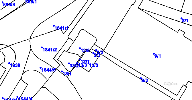 Parcela st. 2/2 v KÚ Drnovice u Vyškova, Katastrální mapa