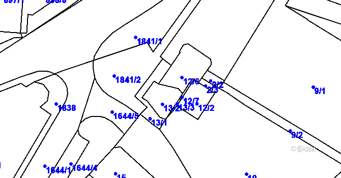 Parcela st. 12/3 v KÚ Drnovice u Vyškova, Katastrální mapa