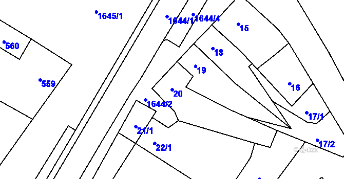 Parcela st. 20 v KÚ Drnovice u Vyškova, Katastrální mapa