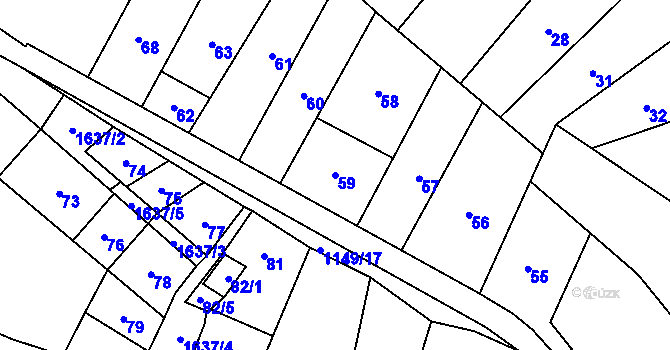 Parcela st. 59 v KÚ Drnovice u Vyškova, Katastrální mapa