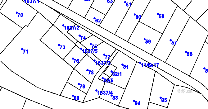 Parcela st. 77 v KÚ Drnovice u Vyškova, Katastrální mapa