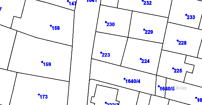 Parcela st. 223 v KÚ Drnovice u Vyškova, Katastrální mapa